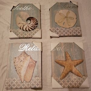 BRAND NEW set of 4 seashell hanging pictures